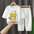 thumbnail image 2 of mgoYE Girls Summer Pajamas Shorts Set Boy Outfit Long Fall Winter Sleeve Letters Printed Shirt Pant Sets 2PC(White,6-12 Months), 2 of 3
