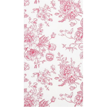 100 Floral Guest Napkins Pink and White Toile Disposable Paper Napkins Decorative Flower Bathroom Hand Towels for Bridal Baby Shower Tea Party Birthday Party Supplies