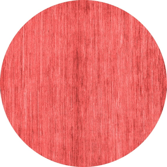 Ahgly Company Machine Washable Indoor Round Abstract Red Modern Area Rugs, 8' Round