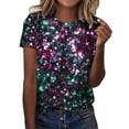 thumbnail image 1 of Gibobby Playera de Manga Corta con Cuello Redondo Camiseta informal holgada manga corta con cuello redondo y estampado informal verano para mujer(Blanco,M), 1 of 4