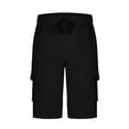thumbnail image 4 of Brondbend Men's Shorts Cargo Men's Work Shorts Pockets Drawstring Shorts Solid Color Fashion Casual Loose Fit Going out Climb Workwear Pants Black XL, 4 of 6