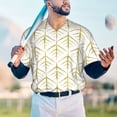 thumbnail image 6 of Balery White And Gold Geometry Baseball Jersey for Men Casual Button Down Shirts Short Sleeve Active Team Sports Uniform-Large, 6 of 9