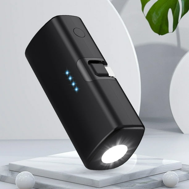 Taschenlampe Tragbares Ladegerät 5000 mAh Power Bank LED (Upgrade für iPhone) Schwarz
