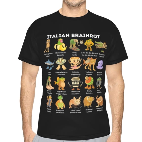 Italian Brainrot Unisex 3d Pattern Printed Short Sleeve T-Shirts Casual Graphics Tees For Men Women Teen Small