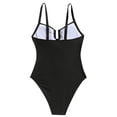 thumbnail image 6 of QURATI Swimwear Women'S V Neck Swimsuit Adjustable Spaghetti Straps Bathing Suit Swimwear Black L, 6 of 7