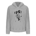 thumbnail image 4 of Women's Hoodies Casual Fleece Sweatshirts Graphic Shirt Floral Oversized Long Sleeve Fuzzy Sweatshirt Printed Tops (XL, Gray), 4 of 4