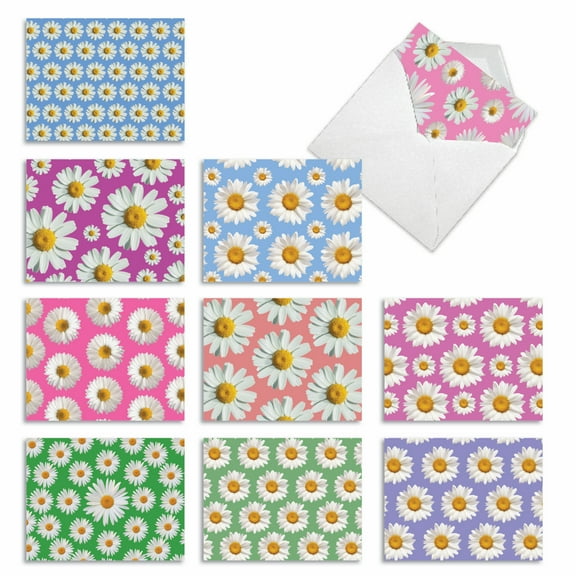 10 Thank You Note Cards Pack (4 x 5.12 Inch) - CRAZY DAISY M6576TYG