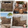 thumbnail image 5 of Leopard Printed Outdoor Waterproof Pillow Covers, Modern Animals Textured Brown Decorative Square Throw Pillowcase Sofa Cushion Sham for Patio/Couch/Chair, 20"x20" 2 Pack, 5 of 8