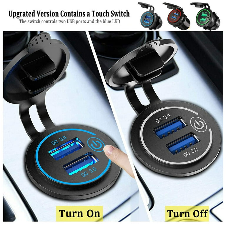 12V 24V USB Outlet Dual USB Car Charger Waterproof Lighter Socket