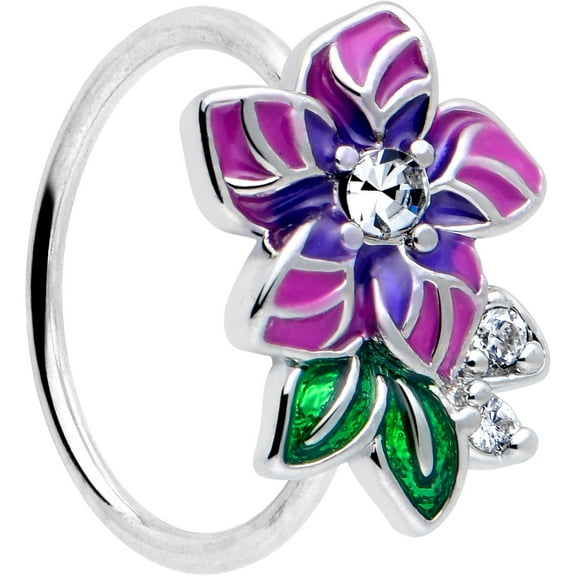 Body Candy 20 Gauge Nose Ring - 316L Stainless Steel Nose Hoop Nose Ring Flower Purple Nose Jewelry for Women Men