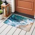thumbnail image 5 of Teal Blue Washable Small Entryway Area Rugs 2'x3', Gradient Sea Wave Abstract Ocean Beach Scenery Low Pile Throw Rug Non-Slip Sturdy Edge Binding Carpet for Front Door Floor Room Entry, 5 of 9