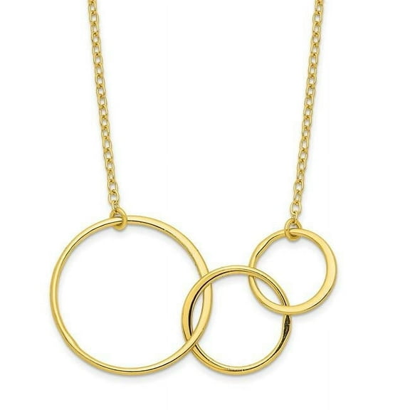 Finest Gold Sterling Silver Gold-Tone 3 Intertwined Circles with 2 in. Extension Necklace
