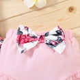 thumbnail image 6 of Mercatoo Baby Girl Romper New𝐛orn Outfits Floral Printed Romper Bodysuit Bowknot Shorts Clothes Set, 6 of 8