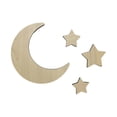 thumbnail image 5 of Celestial Wooden Wall Decor Set, Natural Unfinished Wood Moon and Star Cutouts with Smooth Edges, Paintable Wall Pieces for Bedroom, Reading Corner, Photo Backdrop and Party Display, Style A, 1 Set, 5 of 8