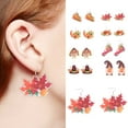 thumbnail image 5 of Stud Earrings for Women Womens Thanksgiving Fall Wooden Thanksgiving Fall Drop Dangle Handmade Turkey Pumpkin Maple Leaf Fall Thanksgiving Autumn Jewelry Gifts Valentine's Day Gifts Clearance, 5 of 6