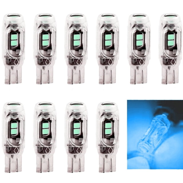 BUYISI 10Pcs T10 3030 5Smd Led 5W5 Non-Polar Decoding Width Indicator Lamp Automobile Ice Blue Long Light