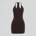 thumbnail image 2 of JIAYUE Women's Casual Bodycon Dress Mini Streetwear Fashion V Neck Solid Color Slim Fit Sleeveless Comfortable Dresses For Party Night Out, 2 of 5