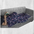 thumbnail image 5 of Floral Soft Flannel Fleece Throw Blanket, Butterflies Pointy Petals Ladybird Night Themed Bouquet, Cozy Plush for Indoor and Outdoor Use, 50" x 70", Pale Pink Dark Mustard, by Ambesonne, 5 of 5