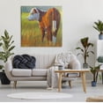 thumbnail image 2 of Cow Grazing Grassy Farm Animals & Insects Painting Gallery Wrapped Canvas Print Wall Art, 2 of 7