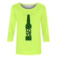thumbnail image 4 of Pompotops T-Shirt d'Été Décontracté pour Femmes Imprimé Bière Col Rond Manches 3/4 Ample en Solde, 4 of 5