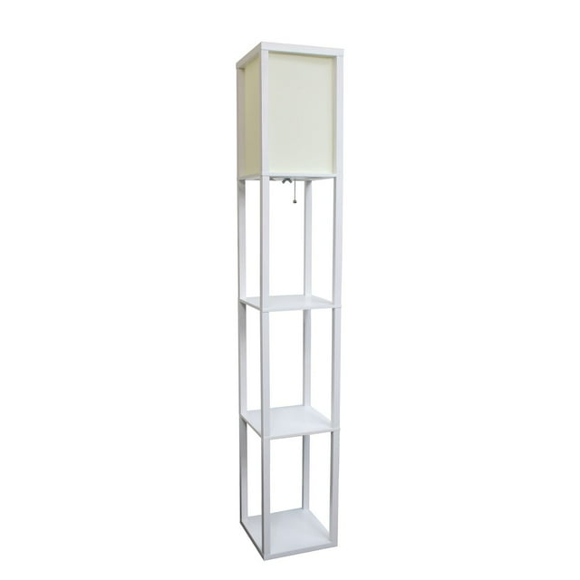 Lampe de sol Simple Conceptions Etagère de rangement avec abat-jour en lin