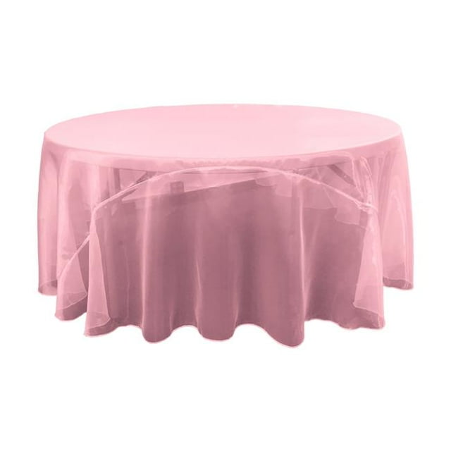 LA Linen TCOrgz108R-PinkHotO38 Nappe Ronde en Organza Transparent, Rose Vif - 108 Po.