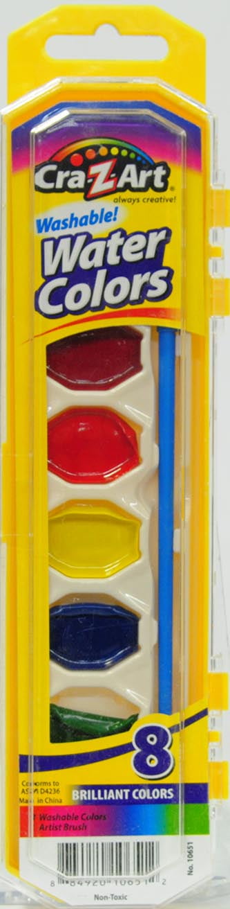 (2 pack) Cra-Z-Art Washable Watercolor Paints With Brush, 8 Colors