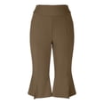 thumbnail image 6 of RYRJJ Women's Bootcut Yoga Capri Pants Stretch Causal Athletic Flare Capri Slacks Pull On Ruffle Dance Leggings with Pockets(Bronze,S), 6 of 9