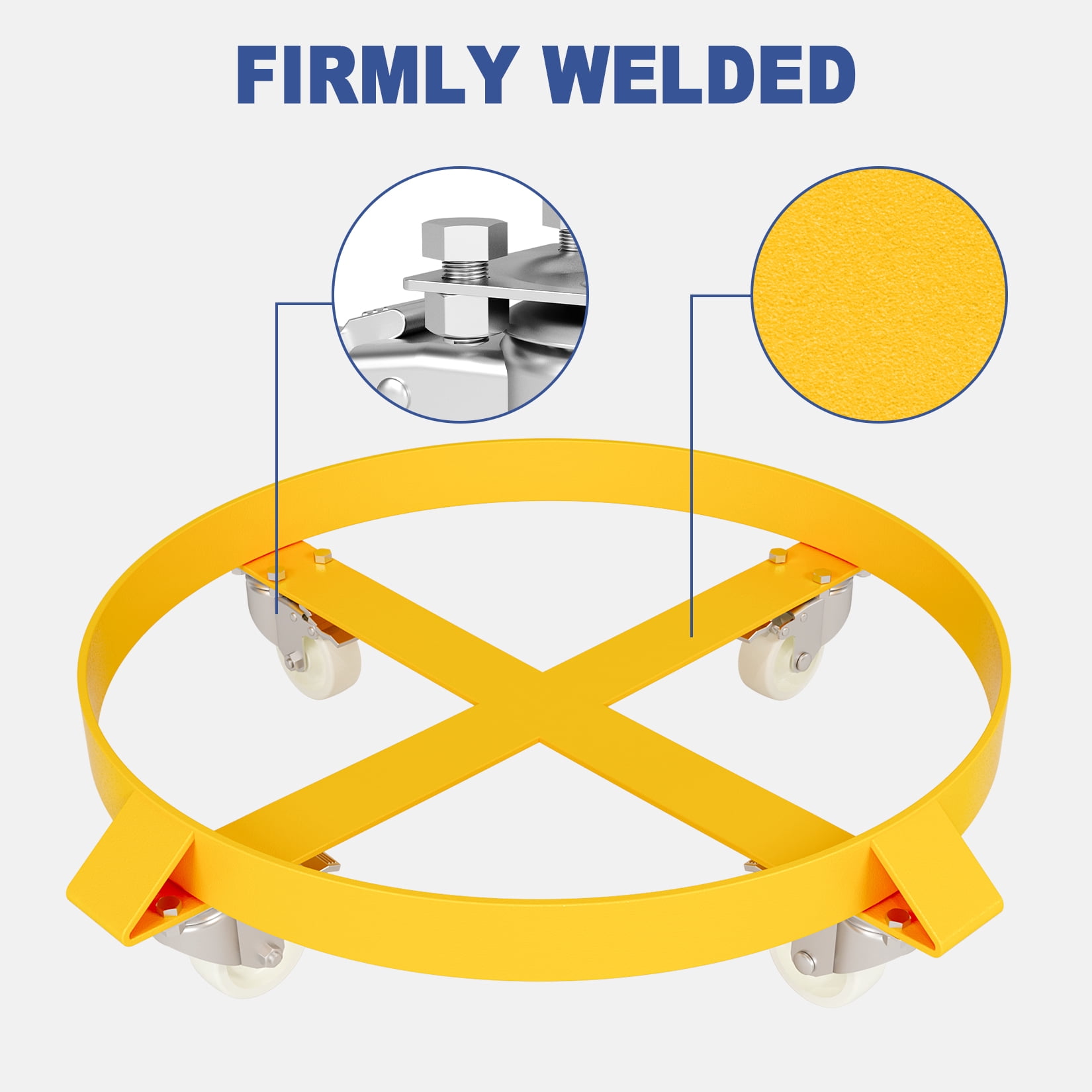 Mescukay 55 Gallon Steel Drum Dolly, Heavy Duty 1000lbs Load Capacity, Barrel Dolly Cart Drum Caddy, Hand Truck Dollies with Steel Frame 4 Swivel Casters Wheel, for Warehouse Drum