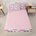 thumbnail image 4 of Homewish Girls Cat Kitten Zipper Twin Comforter Sets with Fitted Sheet and 2 Pillowcases, Valentines Day Rose Zipper Bedding Set, Pink Reversible, 4 Pieces, 4 of 6