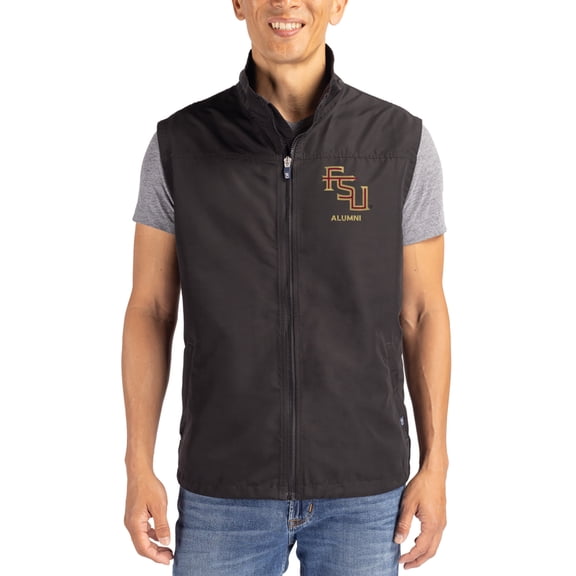 Men's Cutter & Buck Black Florida State Seminoles Charter Eco Recycled Full-Zip Vest