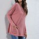 thumbnail image 2 of Blusa informal cómoda con bolsillos de color puro, color rosa cameo, talla S, blusa de cuello redondo y manga larga para mujer, 2 of 5
