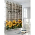 thumbnail image 3 of Funny Summer Shower Curtain, Wood Grain Sunglasses Sunflower Bathroom Decor Curtains Set with Hooks, Gold Taupe Waterproof Fabric Home Accessories， 72 X 84 Inch Extra Long, 3 of 6
