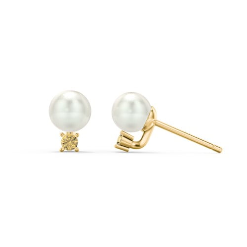 Boucles d'Oreilles Clous en Perles d'Eau Douce avec Pierre de Naissance