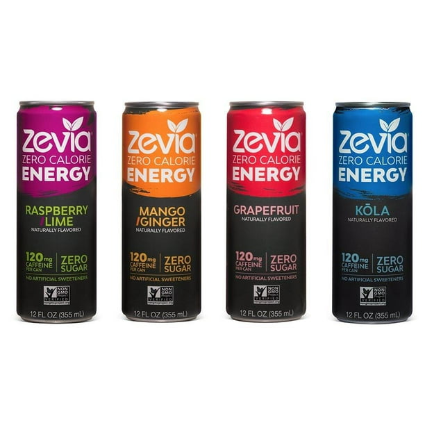 Zevia Zero Calorie Energy Drink, Variety Pack, 12 Ounce (Pack of 12