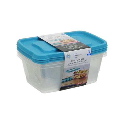 Mainstays Never Lost Rectangular Food Storage Container, 9 cup, 3 count