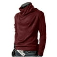 thumbnail image 3 of UVEASISHA Turtleneck Sweaters for Men Solid Base Layer Tops Vintage Cowl Neck Jumper Top Lightweight Knitted Sweater Big Sales Today Wine M, 3 of 7