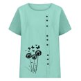 thumbnail image 4 of QUNYINEY Short Sleeve Plus Size T Shirts for Women Floral Summer Cotton Tunic Tops Pullover Button Loose Fit Casual Crew Neck Shirts, 4 of 6