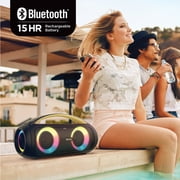 iHome Bluetooth Speaker Boombox with FM Radio, Color Changing Lights and Remote Control