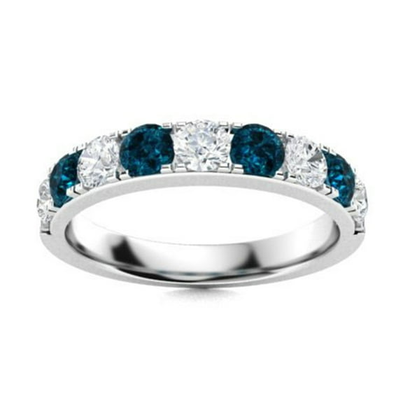 3 MM Round London Blue Topaz 925 Sterling Silver Channel Set Eternity Women Ring