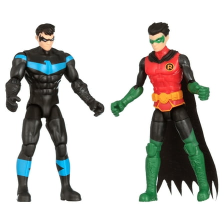 DC Comics Batman, 4-Inch ROBIN and NIGHTWING Action Figures with 6 Mystery Accessories, Kids Toys for Boys Aged 3 and up