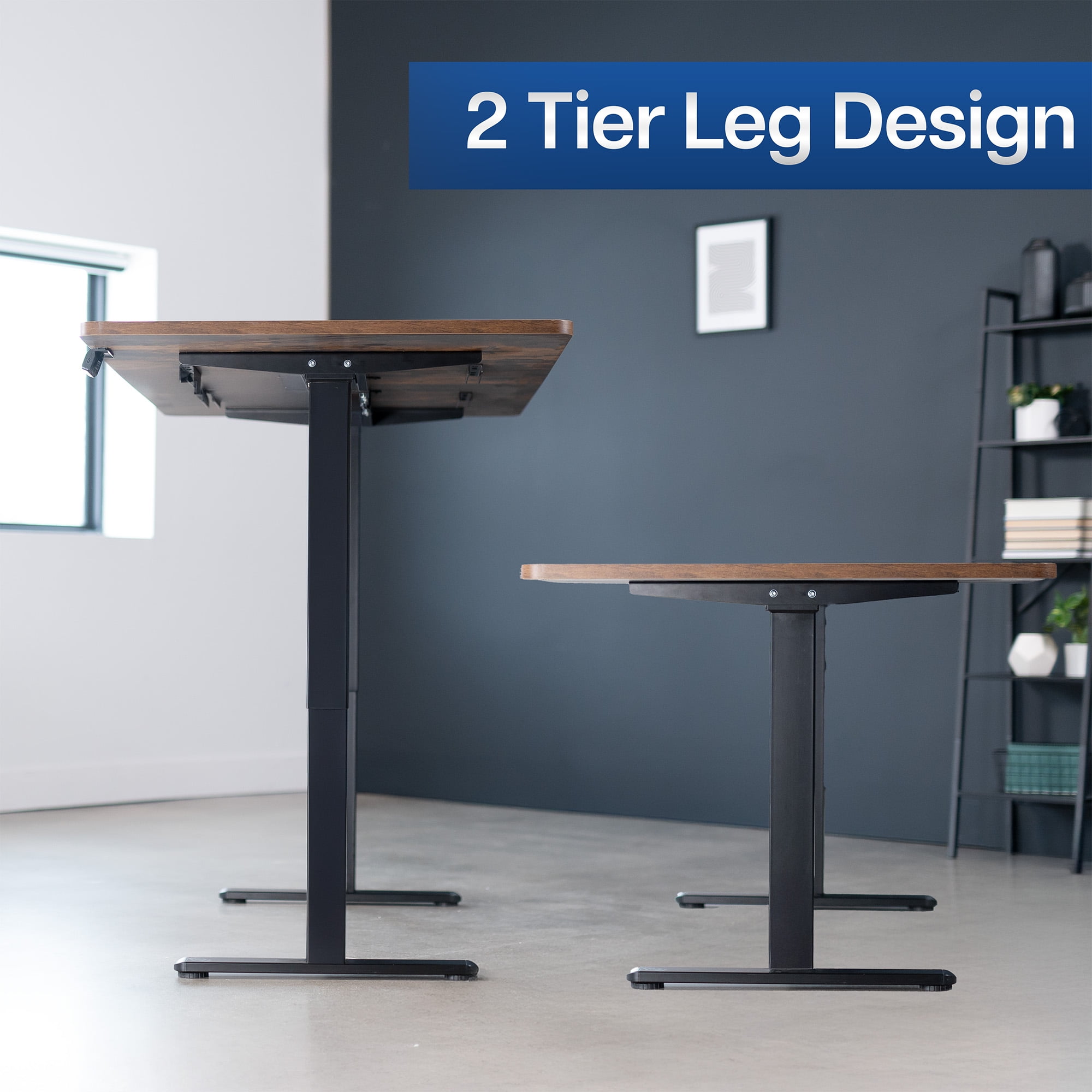 VIVO Electric Dual Motor 71” x 36” Standing Desk, Vintage Brown Top, Black Frame