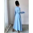 thumbnail image 6 of Women Long Sleeve Dress Button Down Maxi Swing Dress Cocktail Work Dress  Blue L, 6 of 7