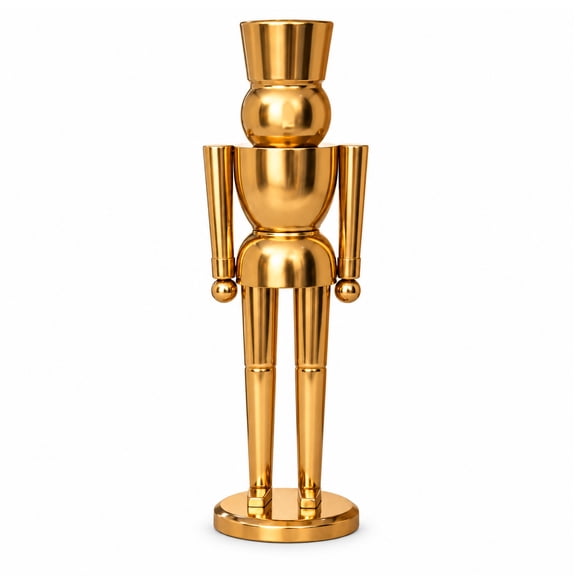 My Texas House Metal Christmas Decorative Nutcracker, Gold, 24"