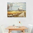 thumbnail image 2 of COMIO Barn Framed Wall Art Decor: Rustic Farmhouse Wooden Picture Country Windmill Meadow Landscape Painting Blue Sky and Wild Flowers Prints Artwork for Bedroom Kitchen, 2 of 4