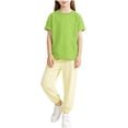 thumbnail image 2 of HAOTAGS Girls Outfit Sets, Summer Short Sleeve Top and Elastic Waist Mosquito Repellent Pants Set Green Size 5, 2 of 3