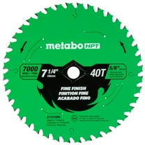Metabo HPT Circular Saw Fine Finish Blade, 7-1/4-Inch, 40-Tooth, Industrial High Performance Tungsten Carbide, PTFE Coating, Laser-Cut Expansion Slots, 115759M