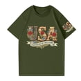 thumbnail image 4 of Dweltoz 250th Anniversary Usa Shirt Women's Usa Print Casual Tops Short Sleeve Oversized Tshirts Summer 250 Year Anniversary Usa Solid Crew Neck Tees,Army Green 4XL, 4 of 4