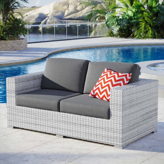 Modway Convene Outdoor Patio Loveseat in Light Gray White