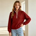 thumbnail image 6 of Womens Quarter Zip Pullover Oversized Corduroy Jacket Fll Winter Casual Sweatshirt Hoodies with Pockets M, 6 of 8